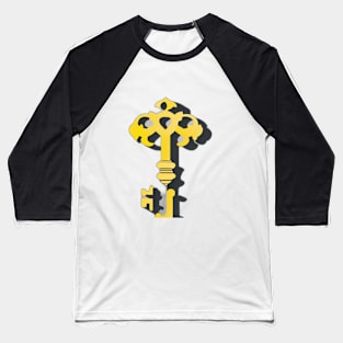 Unique Golden Key Silhouette Design No. 485 Baseball T-Shirt